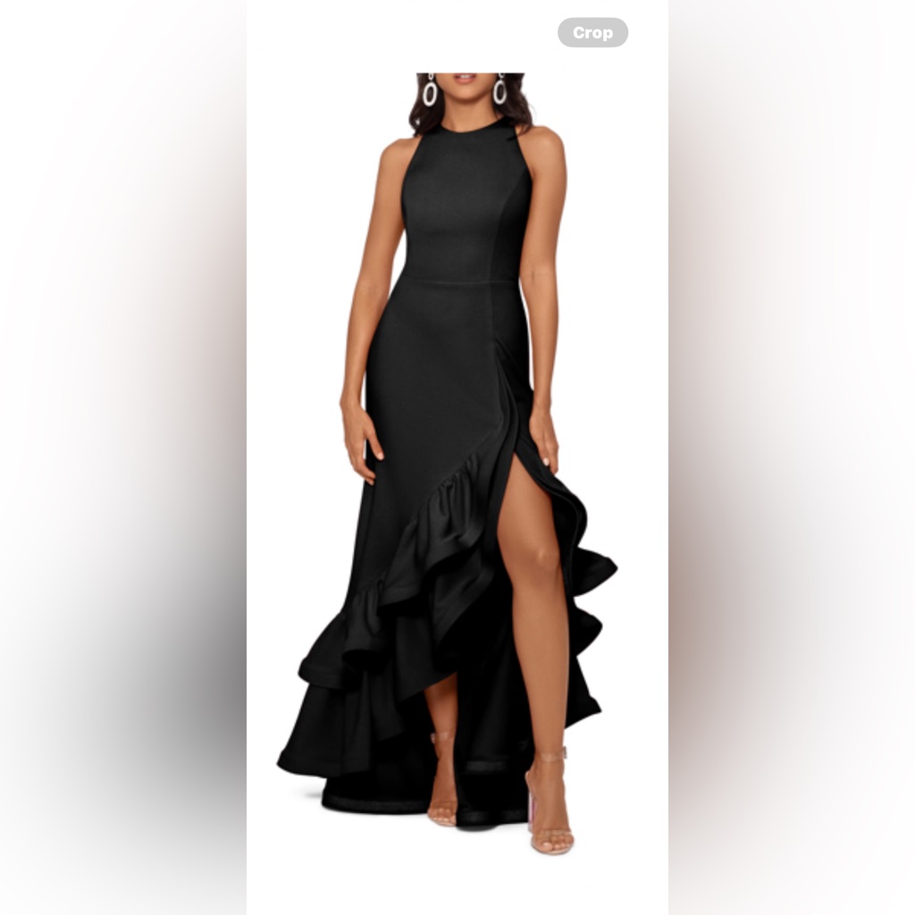 Betsy & Adam Ruffle Halter Dress